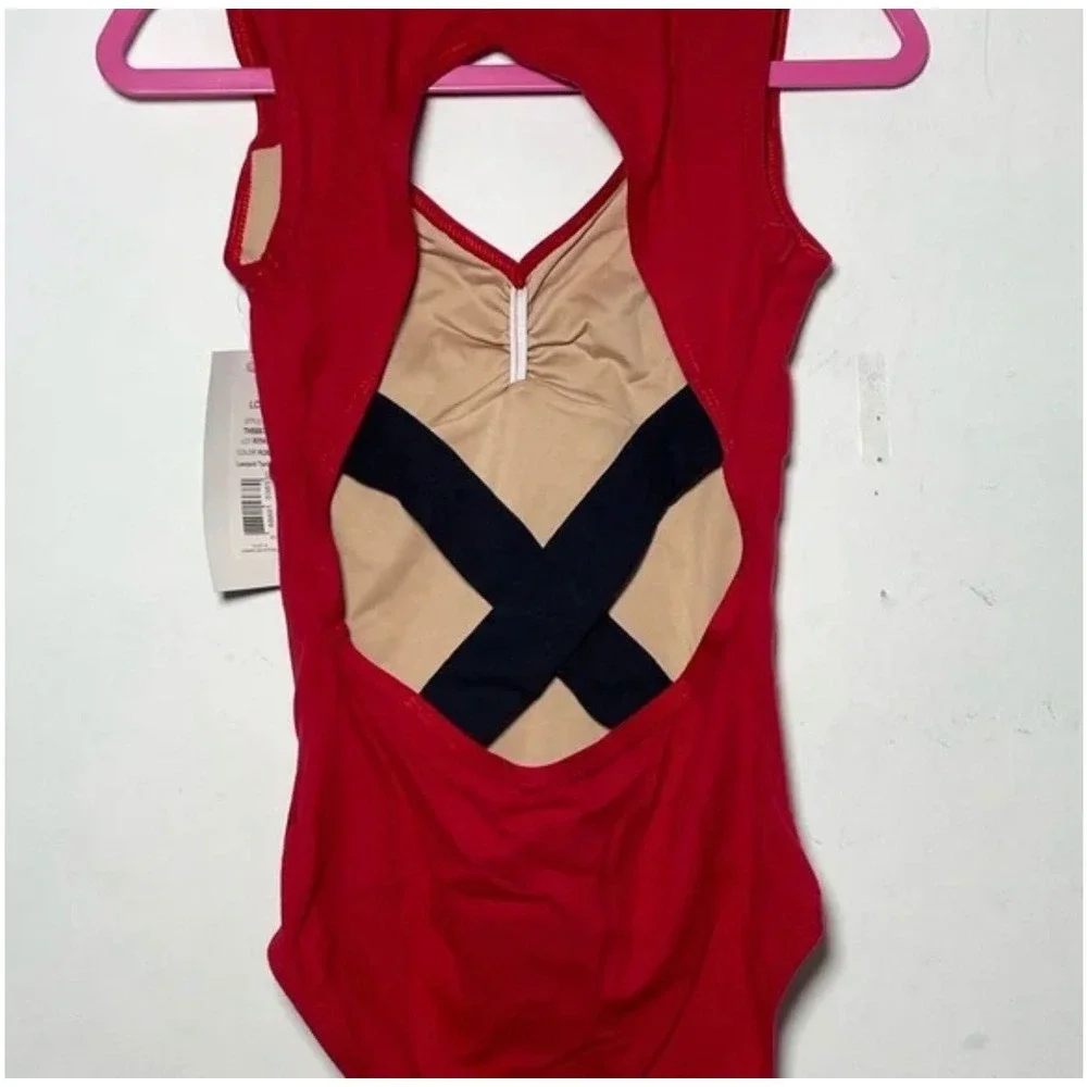 CL Theatricals‎ Red Black Cross Back Tank Leotard Youth LC New